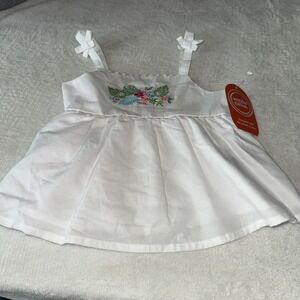 Wonder Nation Peplum Tank Top Size 2T White Flower Embroidery